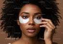 Young African Woman with Curly Hair Applying Under Eye Patches