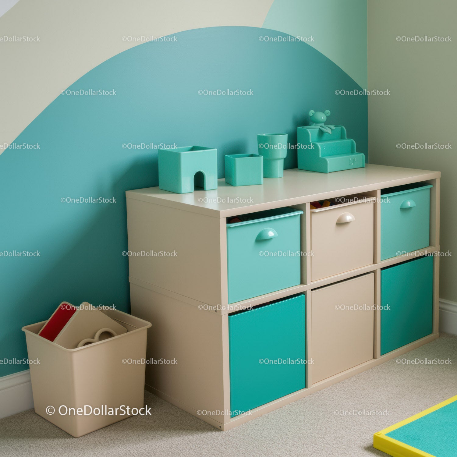 Colorful Children's Toy Storage Cube Set with Drawers and Bins
