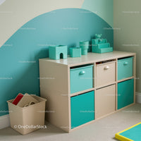 Colorful Children's Toy Storage Cube Set with Drawers and Bins