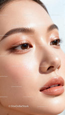 Close-up of flawless skin with natural makeup glow