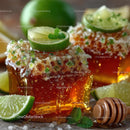 Delicious Honeycomb with Fresh Lime and Mint Leaves