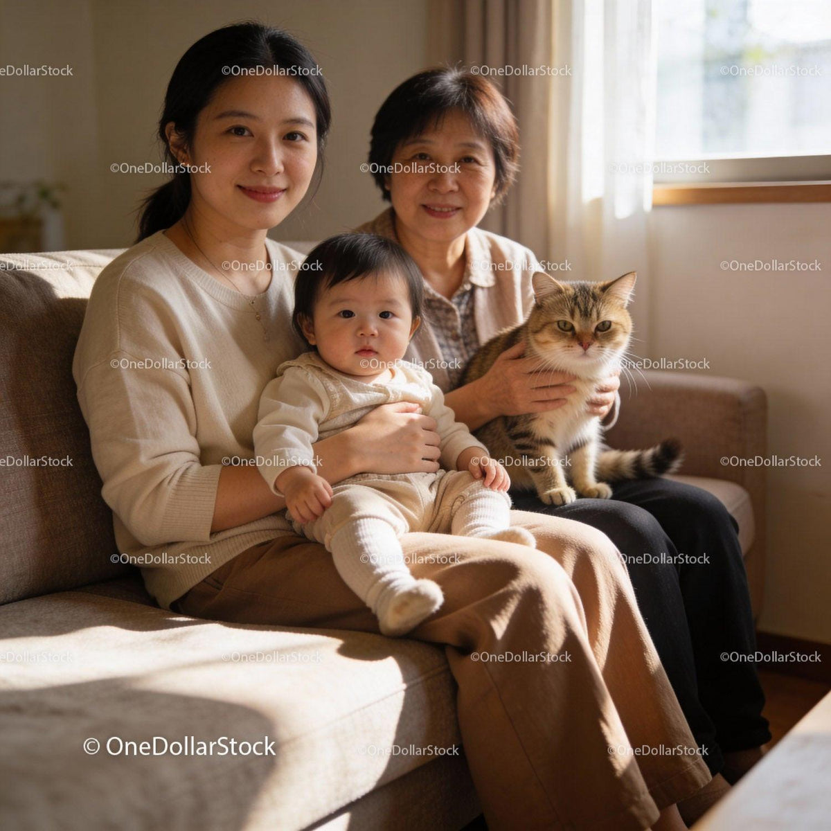 Multi-Generational Family Bonding with Their Cat