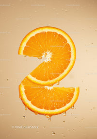 Fresh juicy orange slices with water droplets
