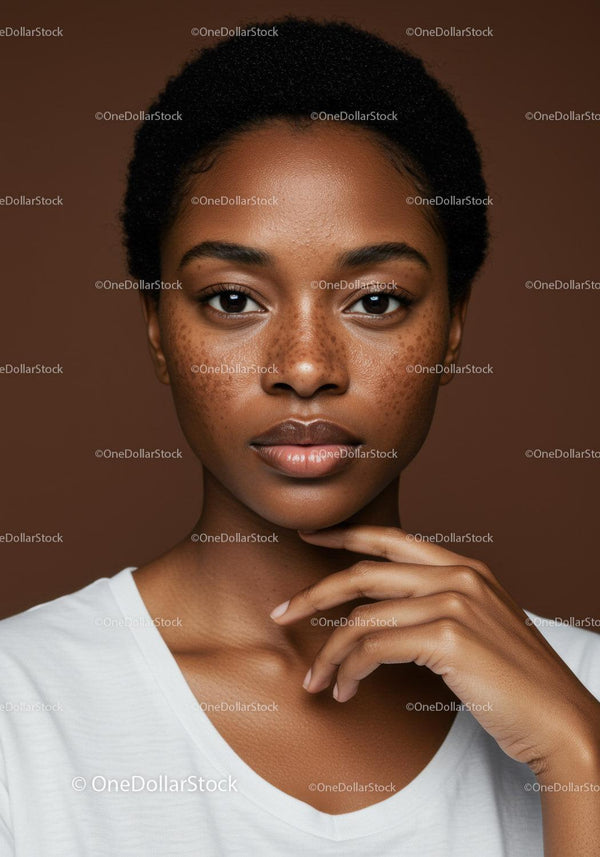 Close-up Portrait of an African Woman with Freckles and Natural Beauty