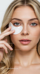 Young Woman Applying Under-Eye Gel Patch for Skin Care