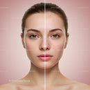 Close-up of a Young Woman's Face Showing Skin Before and After Acne Treatment