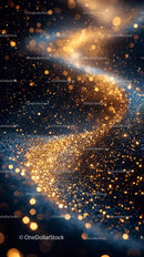 Golden Glittering Particles and Sparkling Bokeh Lights in Motion