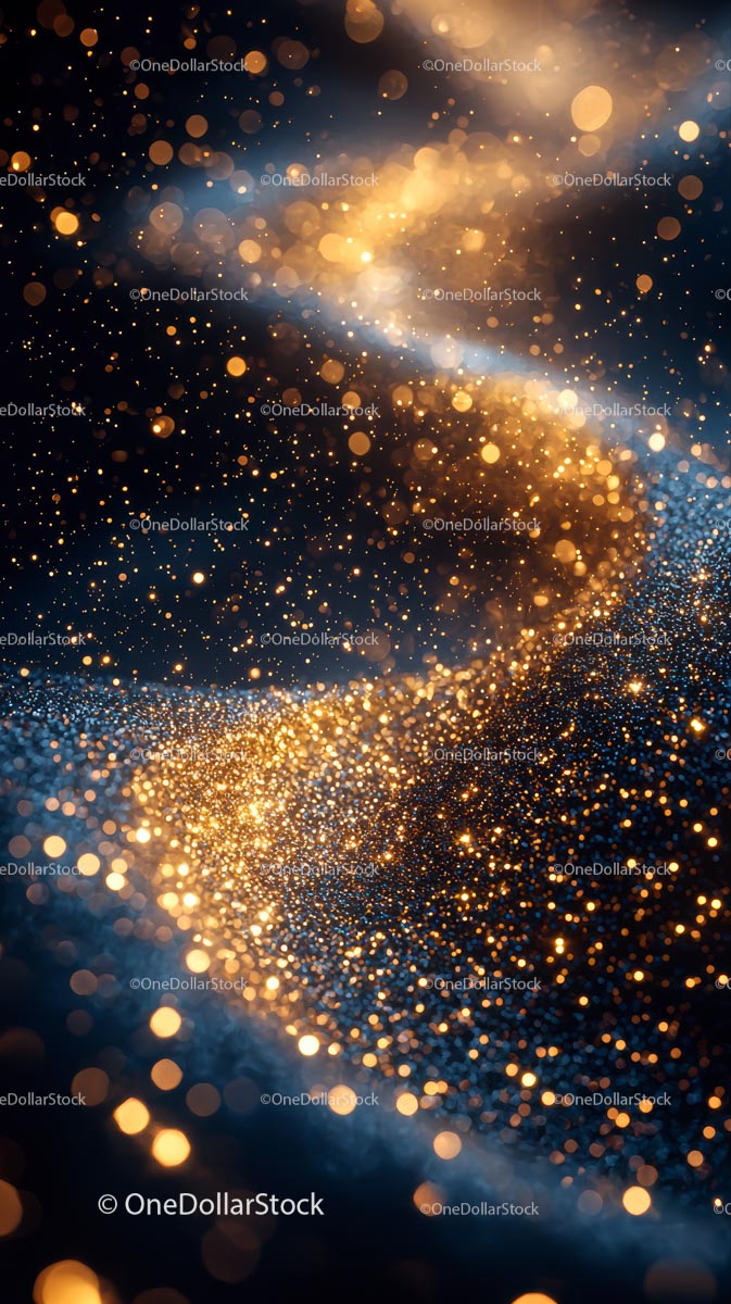 Złote, błyszczące cząsteczki i mieniące się światła bokeh w ruchu