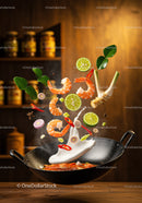Fresh ingredients tossed in sizzling wok with creamy sauce