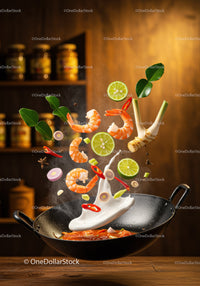 Fresh ingredients tossed in sizzling wok with creamy sauce