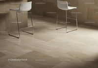 Modern White Bar Stools with Metal Frames in Minimalist Seating Area