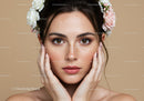 Portrait of a Young Woman with Freckles and Floral Headband