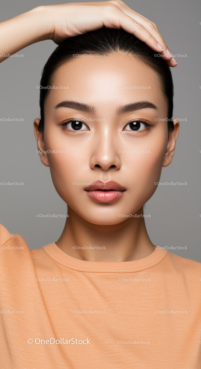 Young Asian Woman with Flawless Skin and Confident Expression