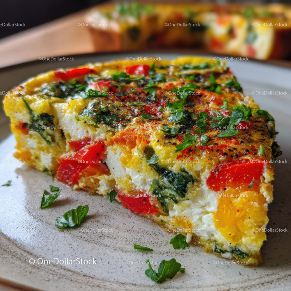 Vegetable Quiche with Red Bell Peppers and Leafy Greens