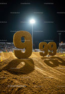 Large Number Markers on Dirt Race Track at Night