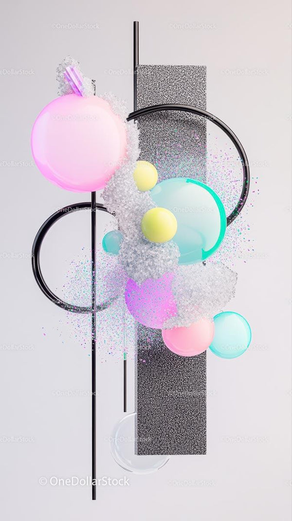 Abstract Modern Sculpture with Colorful Geometric Forms for Interior Decor