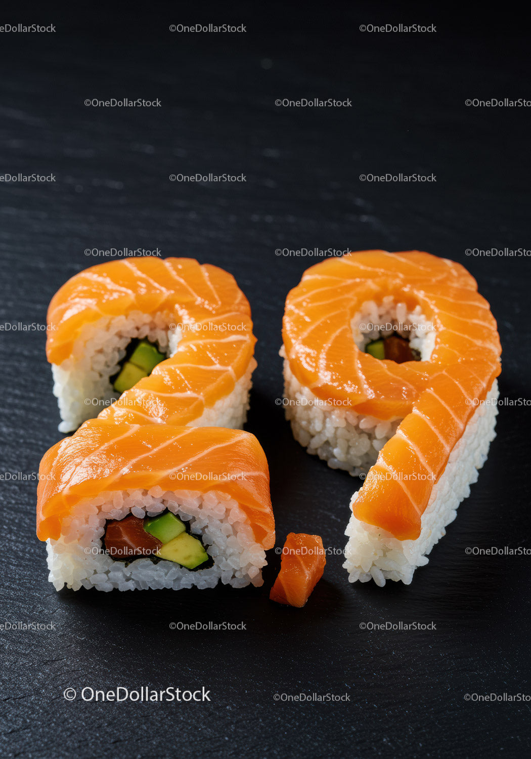 Creative sushi rolls shaped as number twenty nine