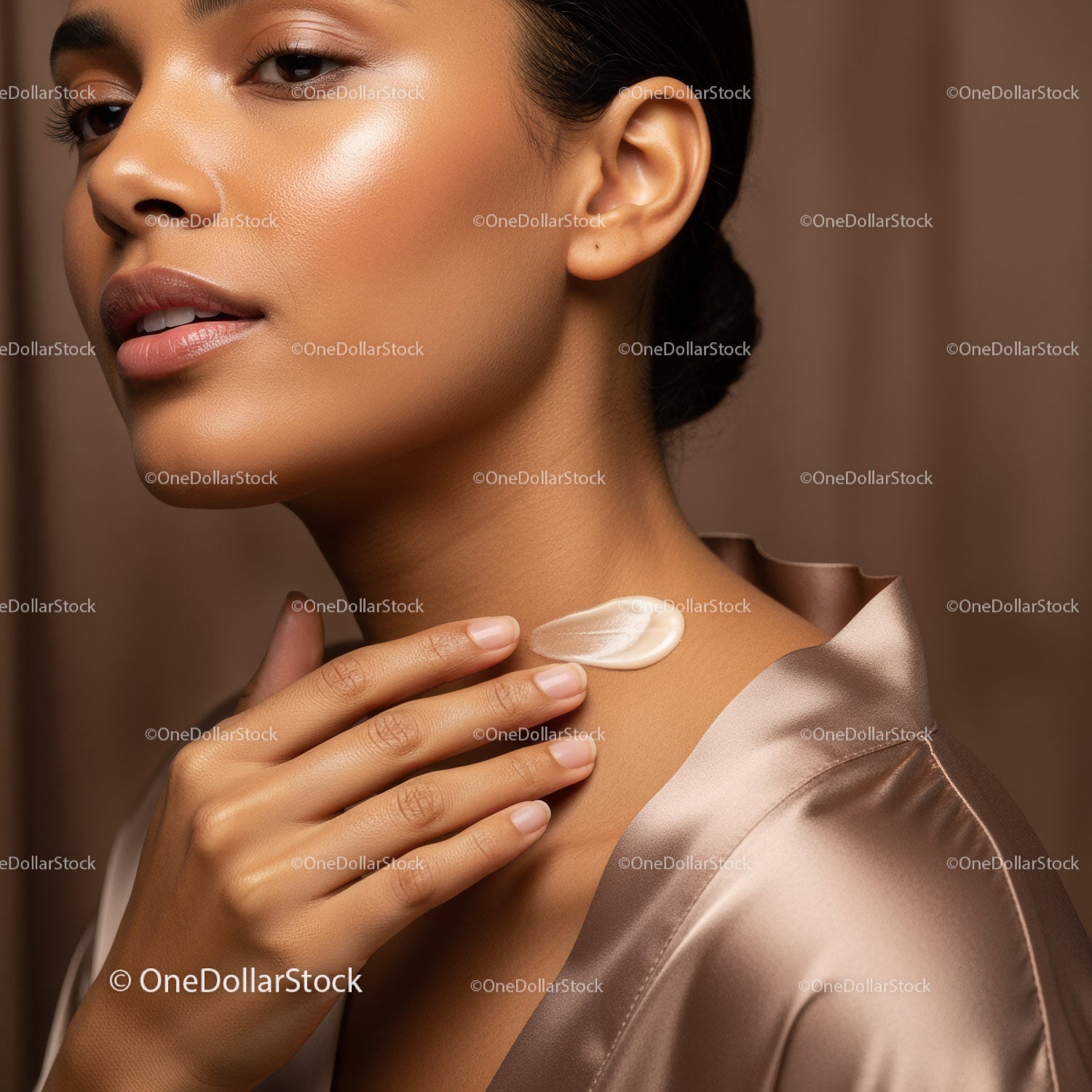 Elegant Woman with Flawless Skin and Soft Glow in Beauty Portrait