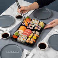 Assorted Sushi Platter with Nigiri and Maki Rolls for Elegant Dining