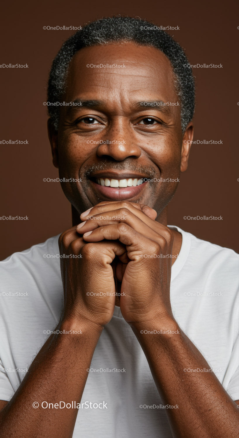 Smiling Mature African American Man Portrait with Joyful Expression