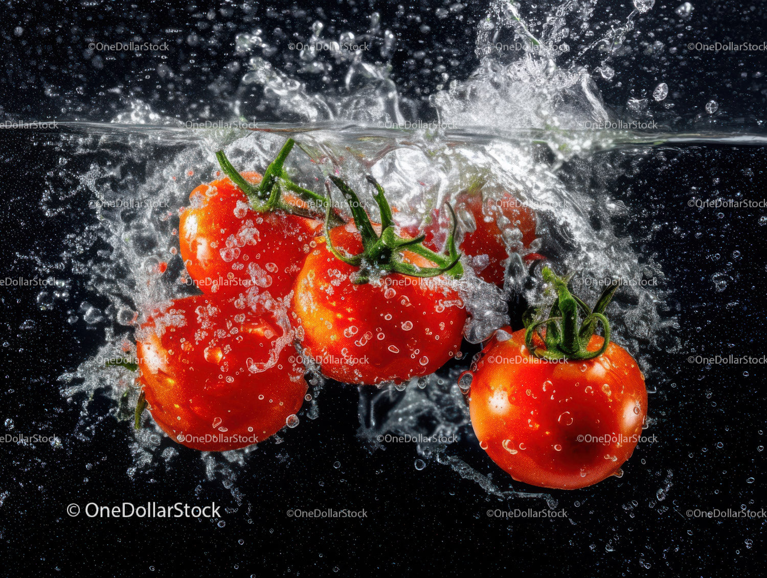 Fresh Cherry Tomatoes Splashing in Water