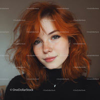 Portrait of a Young Woman with Vibrant Red Hair and Blue Eyes