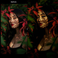 Before and after Dark Night Portrait Lightroom preset edit