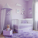 Cute Pastel Purple Nursery with Crib and Decor