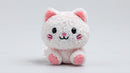 Cute Plush Cat Toy with Large Black Eyes and Pink Nose