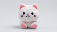 Cute Plush Cat Toy with Large Black Eyes and Pink Nose