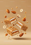 Caramel Nut Snack Bars with Almonds and Crisp Texture