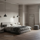 Elegant Modern Bedroom with Gray Walls and Wooden Floor
