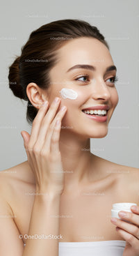Young Woman Applying Facial Moisturizer for Glowing Skin