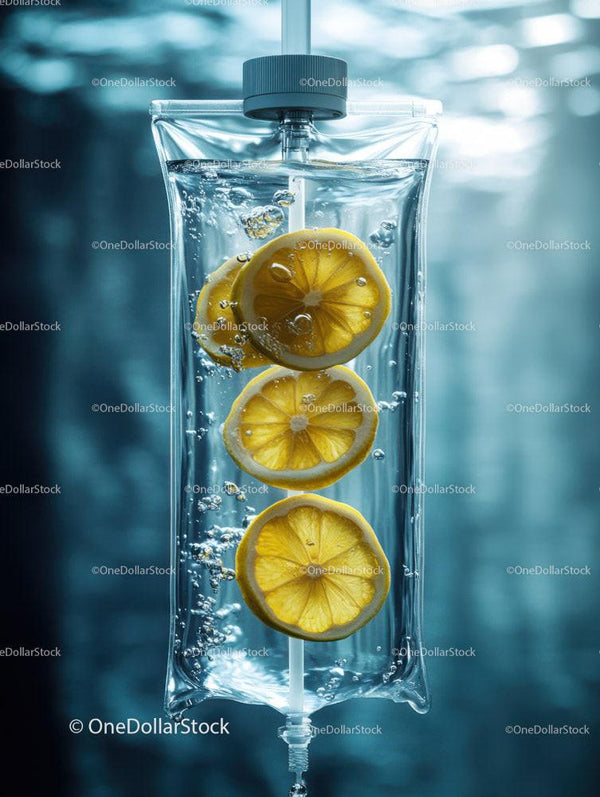 Lemon Water Infused with Slices in a Cold Transparent Bottle