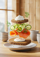 Open Faced Smoked Salmon Sandwich with Fresh Dill and Cucumber