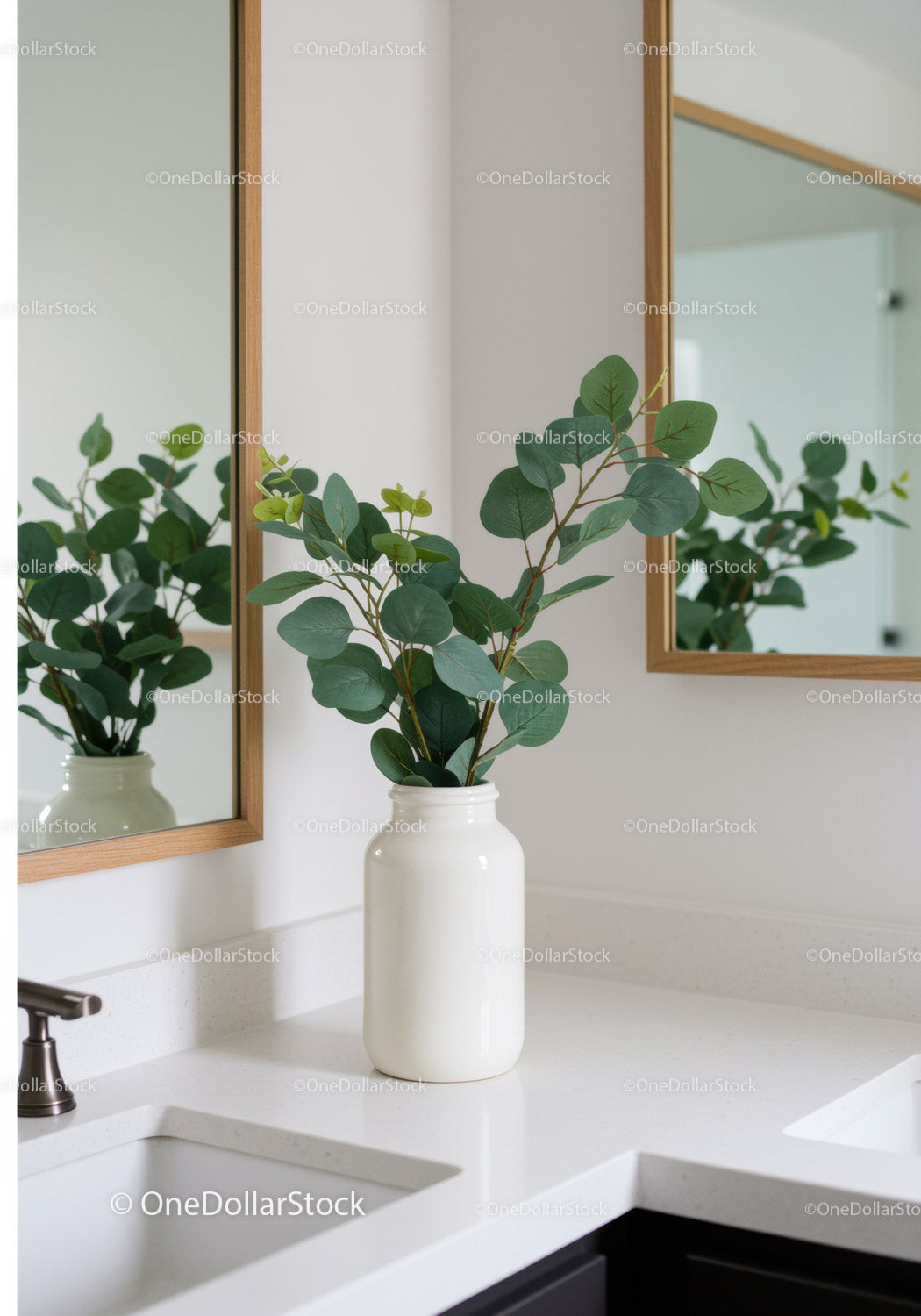 Elegant Green Foliage in White Vase for Modern Interior Decor