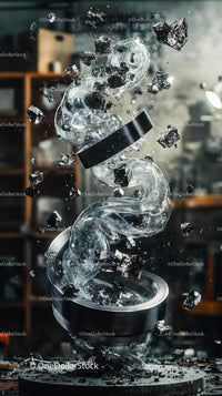 Abstract Ice Sculpture with Floating Elements for Artistic Display