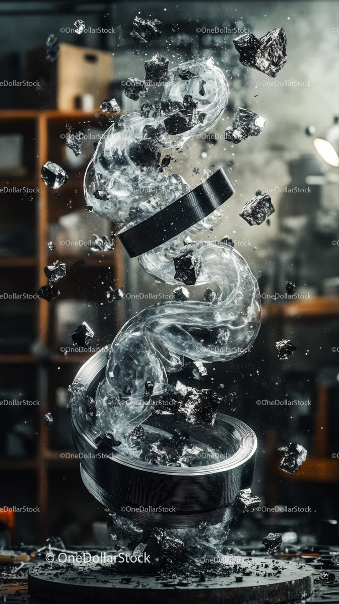 Abstract Ice Sculpture with Floating Elements for Artistic Display