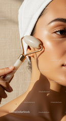 Women Using Facial Roller for Skin Rejuvenation and Glow