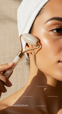 Women Using Facial Roller for Skin Rejuvenation and Glow