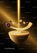 Creamy Cheese Dip with Crackers and Grapes in Space