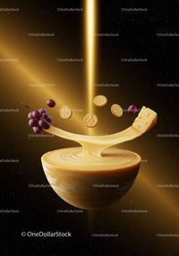 Creamy Cheese Dip with Crackers and Grapes in Space