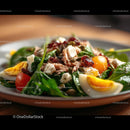 Fresh Chicken Salad with Cherry Tomatoes and Boiled Egg