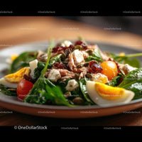 Fresh Chicken Salad with Cherry Tomatoes and Boiled Egg