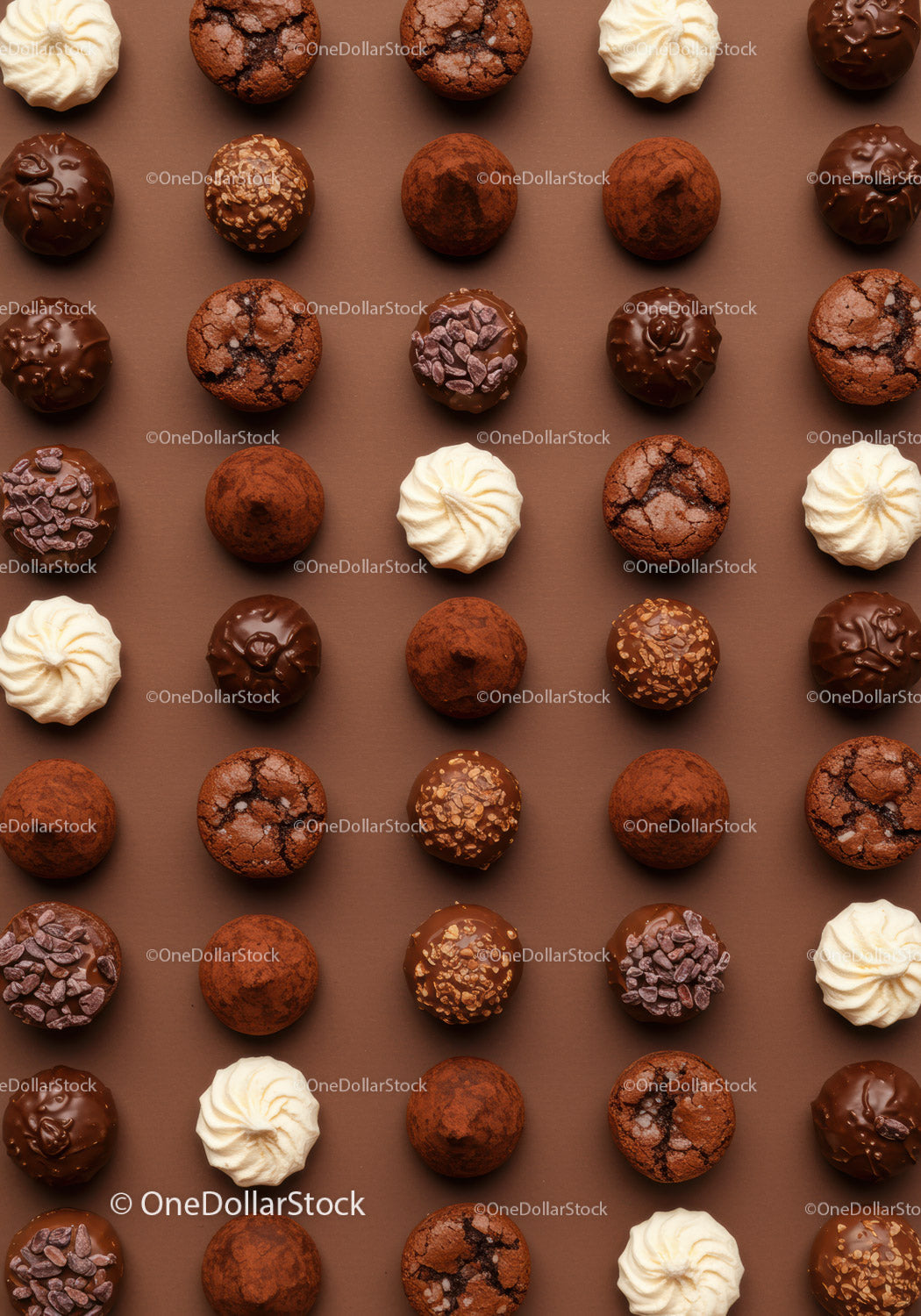 Assorted gourmet chocolate truffles and meringues