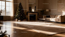 Cozy Living Room with Christmas Tree and Natural Light