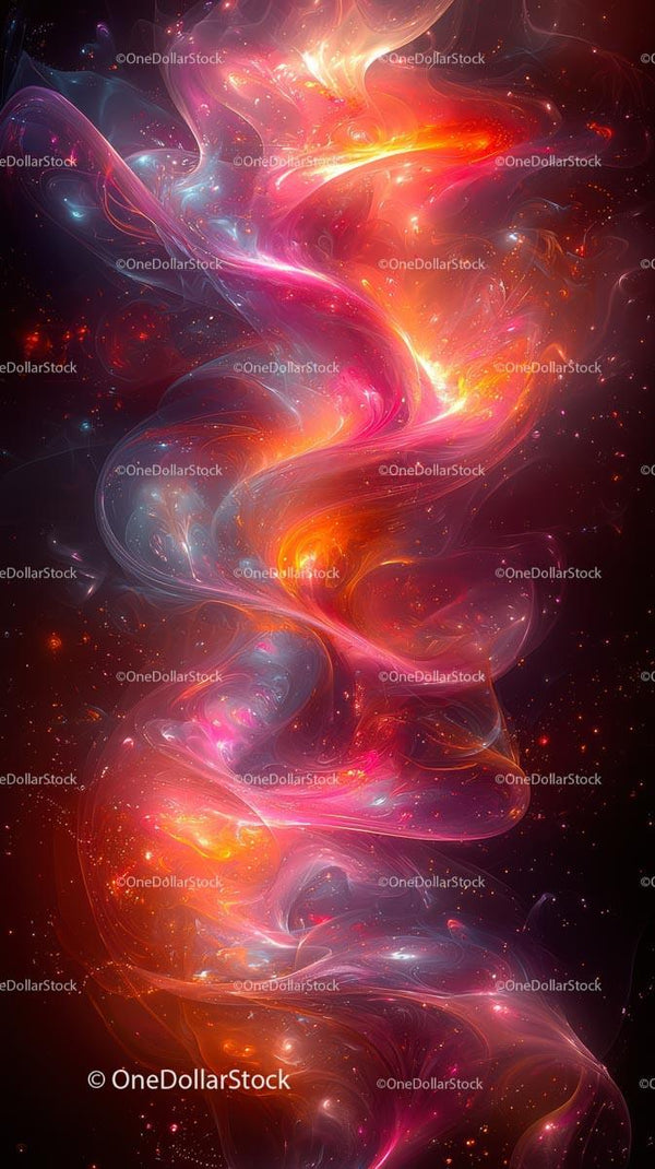 Żywy abstrakcyjny kosmiczny wybuch z dynamicznymi neonowymi spiralami