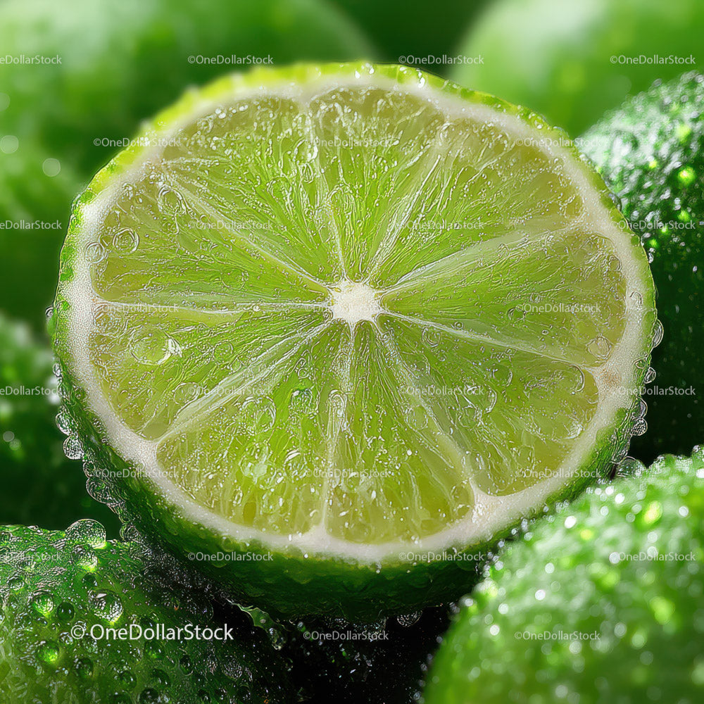 Fresh Lime Slice Close-Up with Juicy Detailed Texture