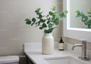 Green Eucalyptus Plant in Ceramic Vase on White Kitchen Counter