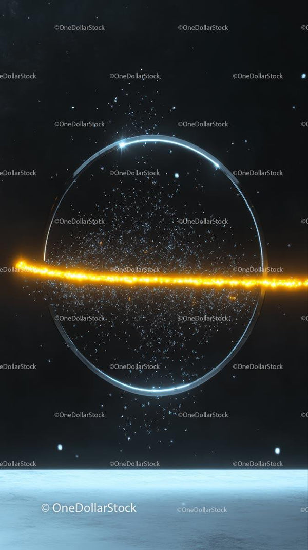 Futuristic Space Scene with Planetary Ring and Glittering Stars